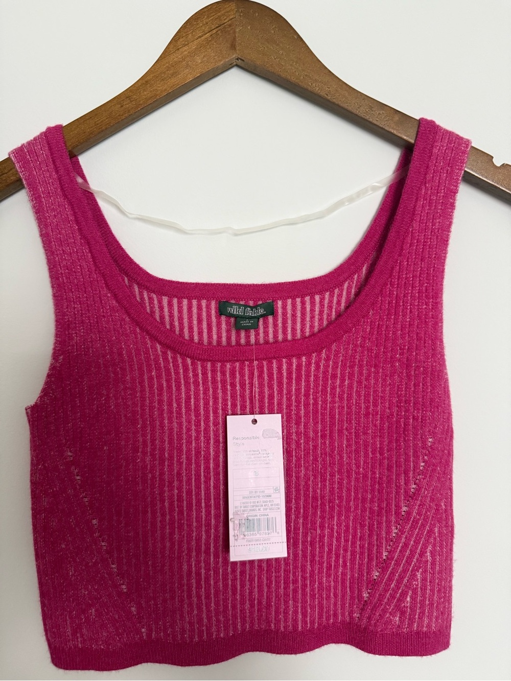 wild fable Fuchsia Ribbed Knit Cropped Tank